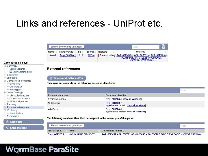 Links and references - Uni. Prot etc. 