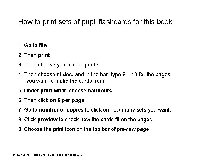 How to print sets of pupil flashcards for this book; 1. Go to file