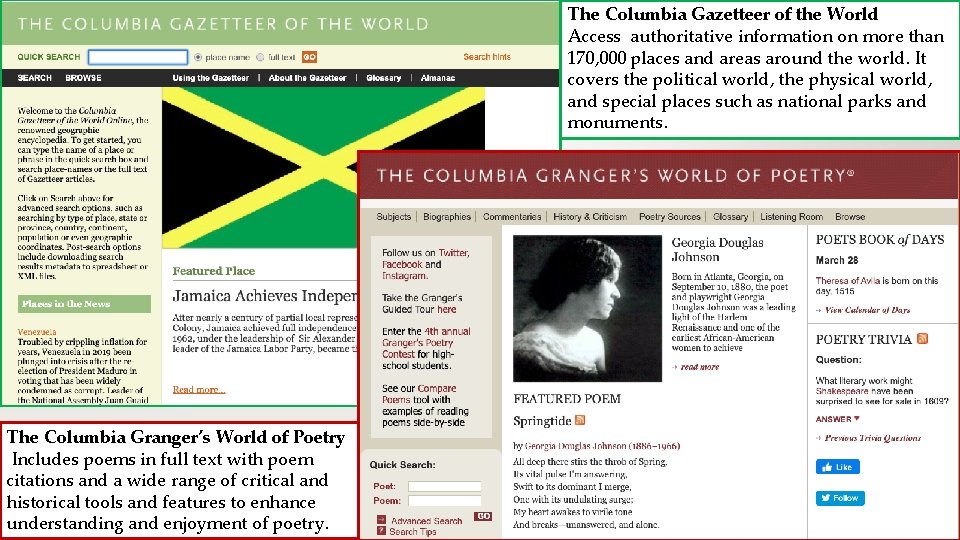 The Columbia Gazetteer of the World Access authoritative information on more than 170, 000