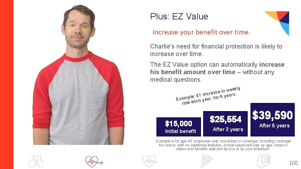 Plus: EZ Value Increase your benefit over time. Charlie’s need for financial protection is