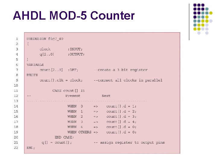 AHDL MOD-5 Counter 