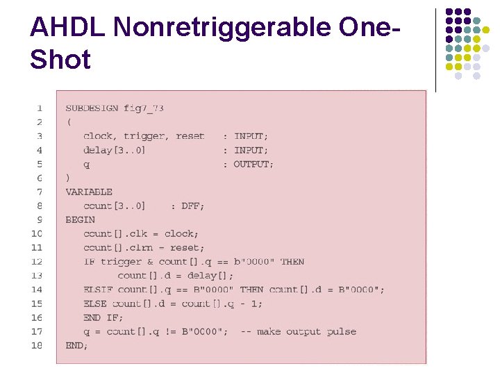 AHDL Nonretriggerable One. Shot 