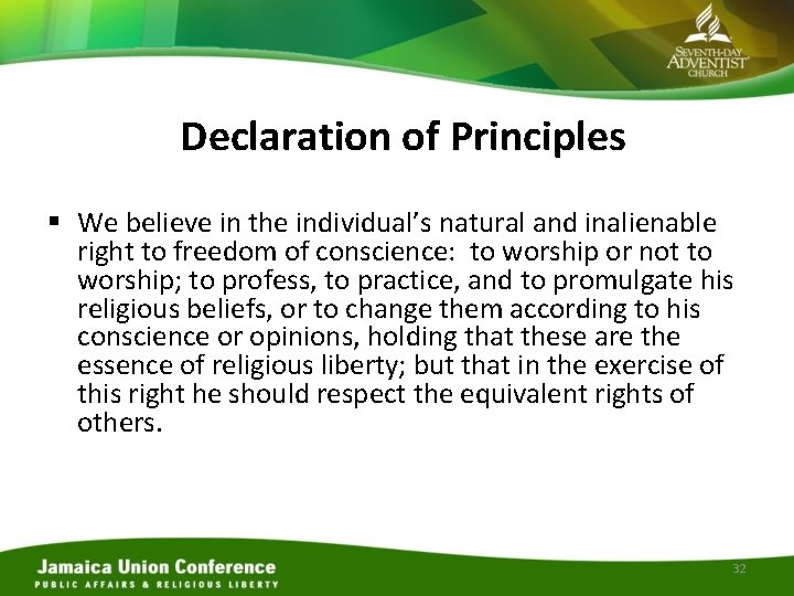 Declaration of Principles § We believe in the individual’s natural and inalienable right to