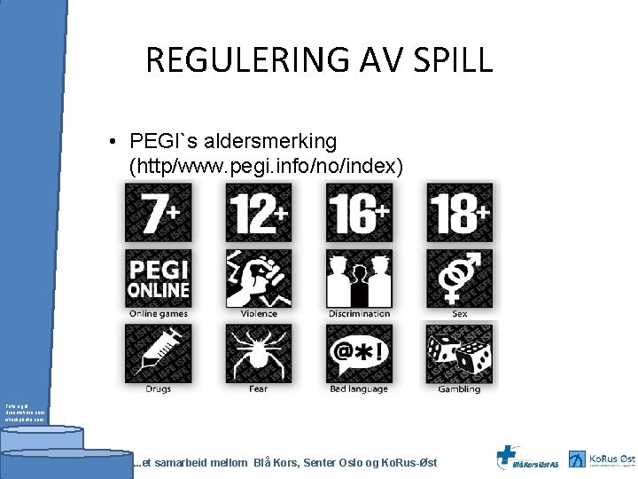 REGULERING AV SPILL • PEGI`s aldersmerking (http/www. pegi. info/no/index) Foto og ill. : dreamstime.