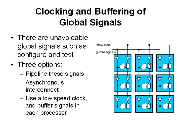 Clocking and Buffering of Global Signals • There are unavoidable global signals such as