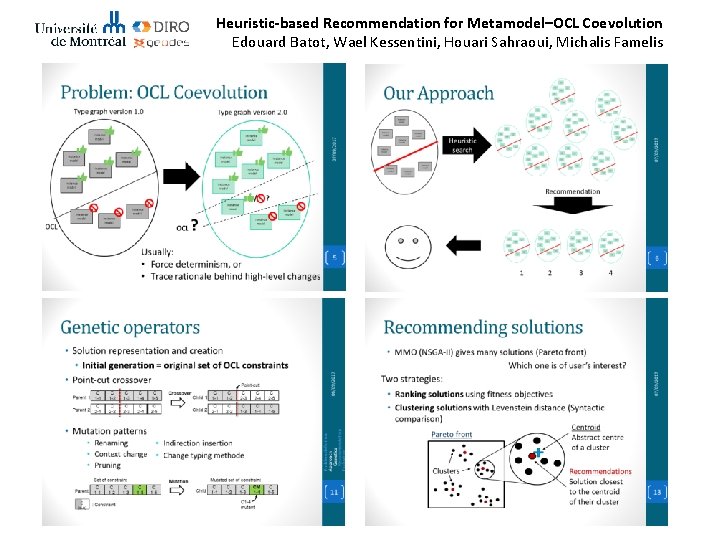 Heuristic-based Recommendation for Metamodel–OCL Coevolution Edouard Batot, Wael Kessentini, Houari Sahraoui, Michalis Famelis 22