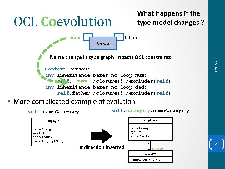 What happens if the type model changes ? OCL Coevolution father Person Name change