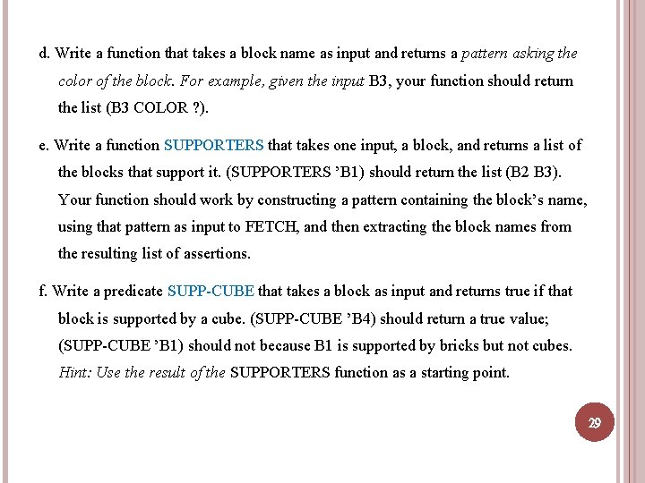 d. Write a function that takes a block name as input and returns a