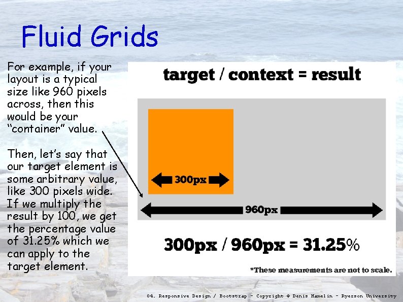 Fluid Grids For example, if your layout is a typical size like 960 pixels