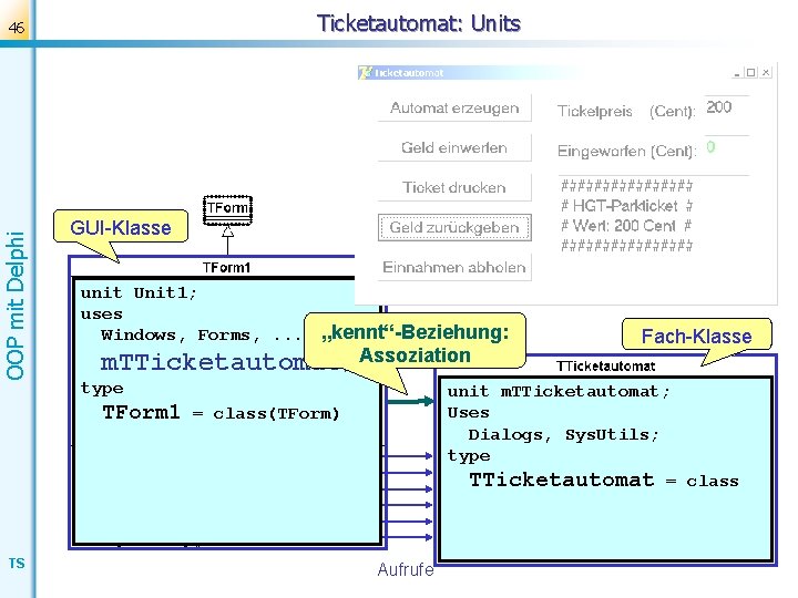 Ticketautomat: Units OOP mit Delphi 46 GUI-Klasse unit Unit 1; uses Windows, Forms, .
