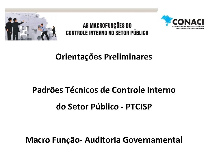 Orientações Preliminares Padrões Técnicos de Controle Interno do Setor Público - PTCISP Macro Função-