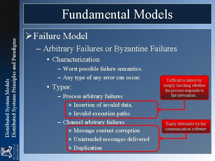 Distributed System Models Distributed Systems Principles and Paradigms Fundamental Models Ø Failure Model –