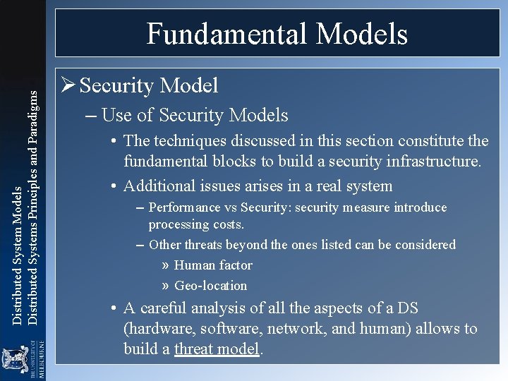 Distributed System Models Distributed Systems Principles and Paradigms Fundamental Models Ø Security Model – Distributed System Models Distributed Systems Principles and Paradigms Fundamental Models Ø Security Model –