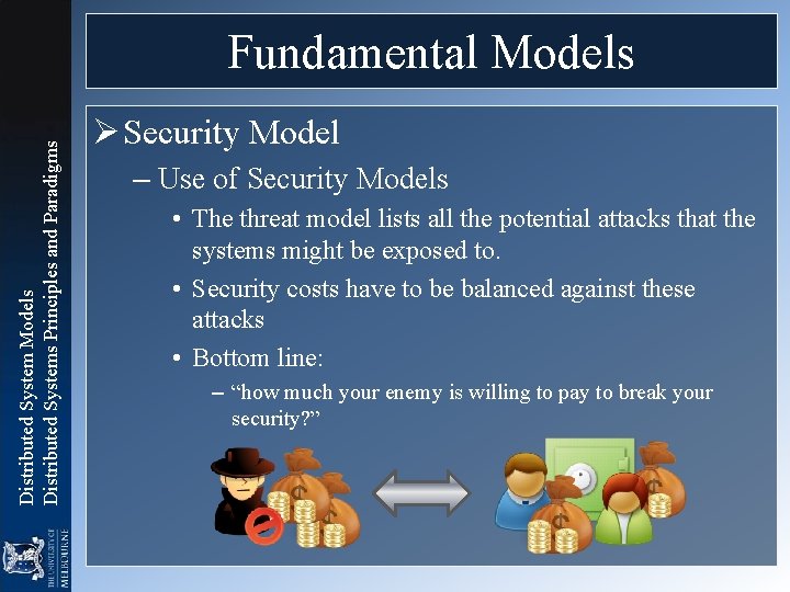 Distributed System Models Distributed Systems Principles and Paradigms Fundamental Models Ø Security Model –