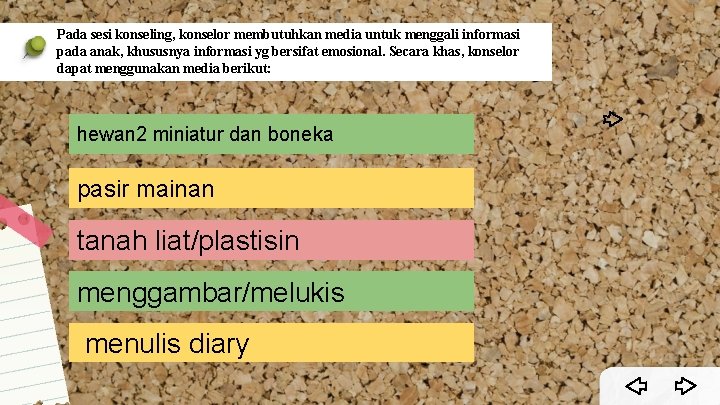 Pada sesi konseling, konselor membutuhkan media untuk menggali informasi pada anak, khususnya informasi yg