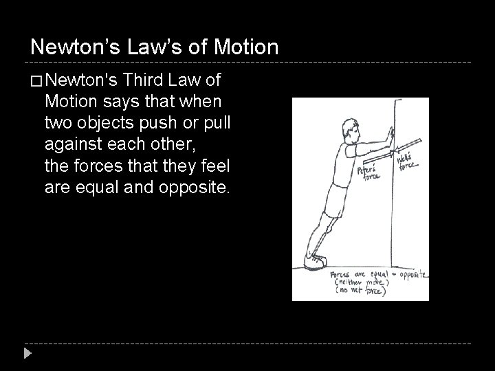 Newton’s Law’s of Motion � Newton's Third Law of Motion says that when two
