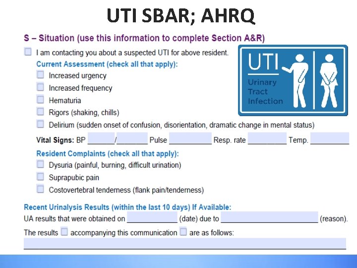 UTI SBAR; AHRQ 