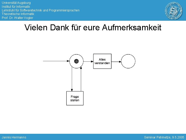 Universität Augsburg Institut für Informatik Lehrstuhl für Softwaretechnik und Programmiersprachen Theoretische Informatik Prof. Dr.
