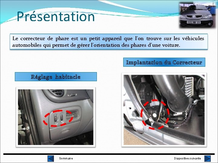 Présentation Le correcteur de phare est un petit appareil que l’on trouve sur les