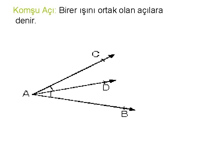 Komşu Açı: Birer ışını ortak olan açılara denir. 