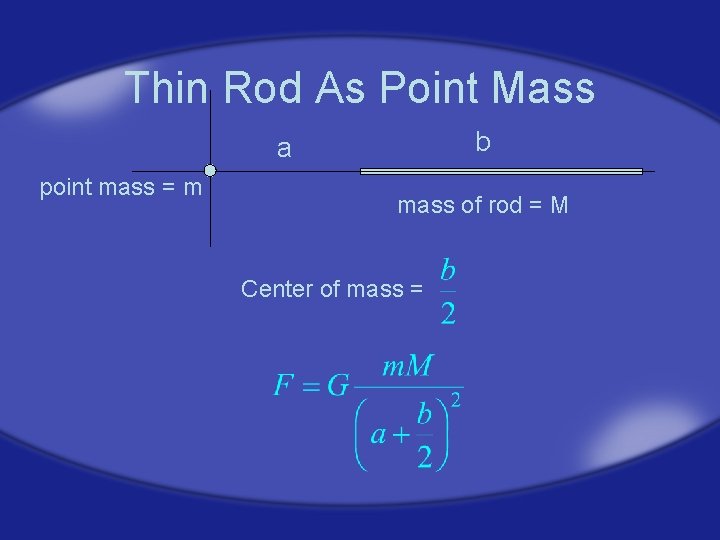 Thin Rod As Point Mass b a point mass = m mass of rod