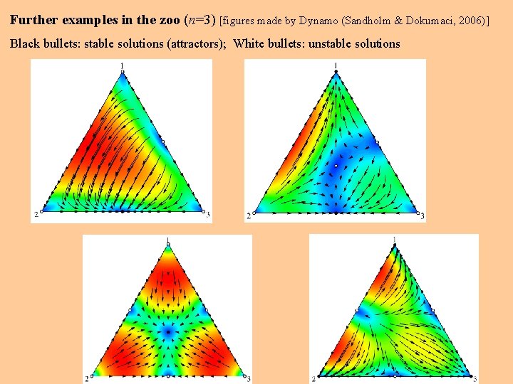 Further examples in the zoo (n=3) [figures made by Dynamo (Sandholm & Dokumaci, 2006)]