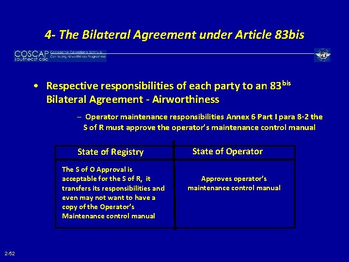 4 - The Bilateral Agreement under Article 83 bis • Respective responsibilities of each