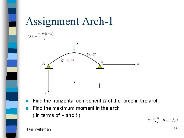 Assignment Arch-1 Find the horizontal component H of the force in the arch n