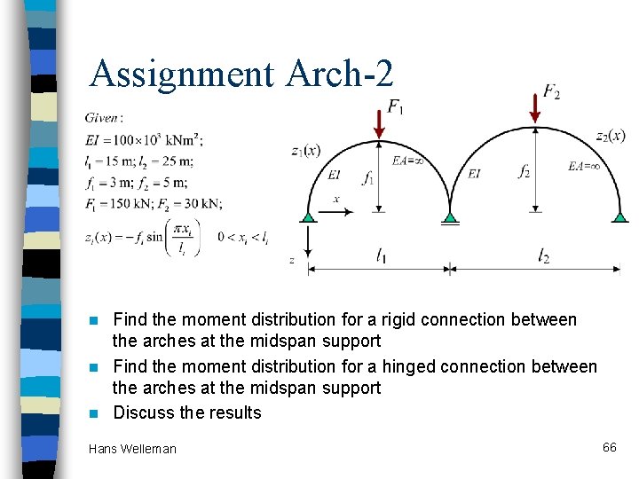 Assignment Arch-2 Find the moment distribution for a rigid connection between the arches at