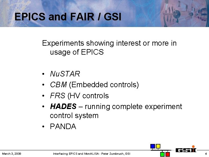 EPICS and FAIR / GSI Experiments showing interest or more in usage of EPICS