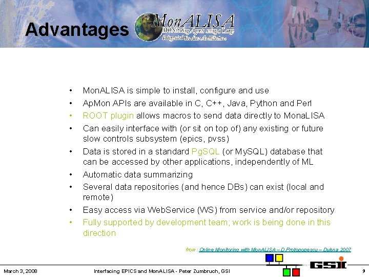Advantages • • • Mon. ALISA is simple to install, configure and use Ap.