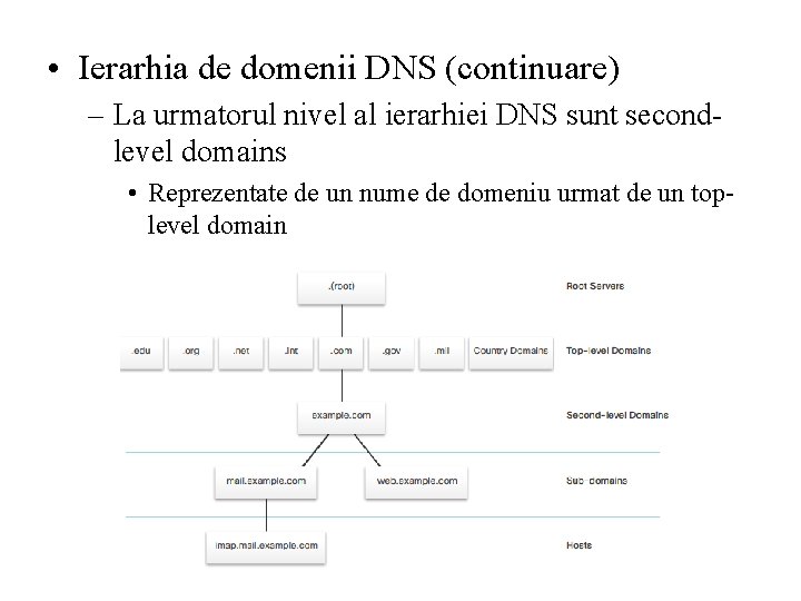  • Ierarhia de domenii DNS (continuare) – La urmatorul nivel al ierarhiei DNS