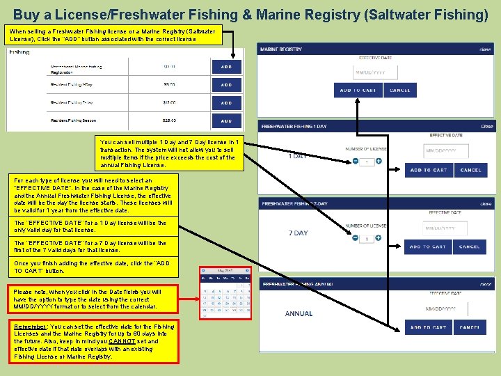 Buy a License/Freshwater Fishing & Marine Registry (Saltwater Fishing) When selling a Freshwater Fishing