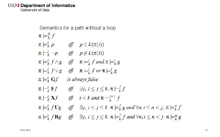 Semantics for a path without a loop 03. 2021 27 