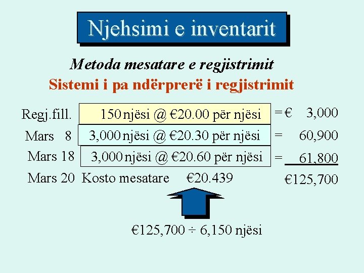Njehsimi e inventarit Metoda mesatare e regjistrimit Sistemi i pa ndërprerë i regjistrimit Regj.