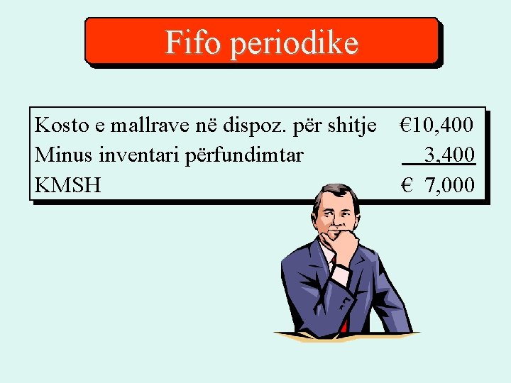 Fifo periodike Kosto e mallrave në dispoz. për shitje Minus inventari përfundimtar KMSH €