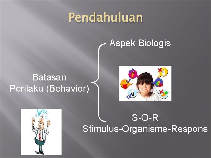 Pendahuluan Aspek Biologis Batasan Perilaku (Behavior) S-O-R Stimulus-Organisme-Respons 