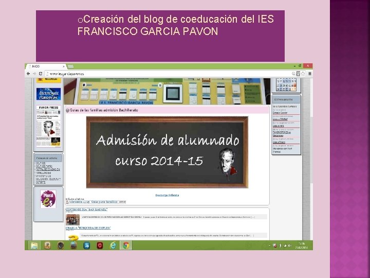 o. Creación del blog de coeducación del IES FRANCISCO GARCIA PAVON 