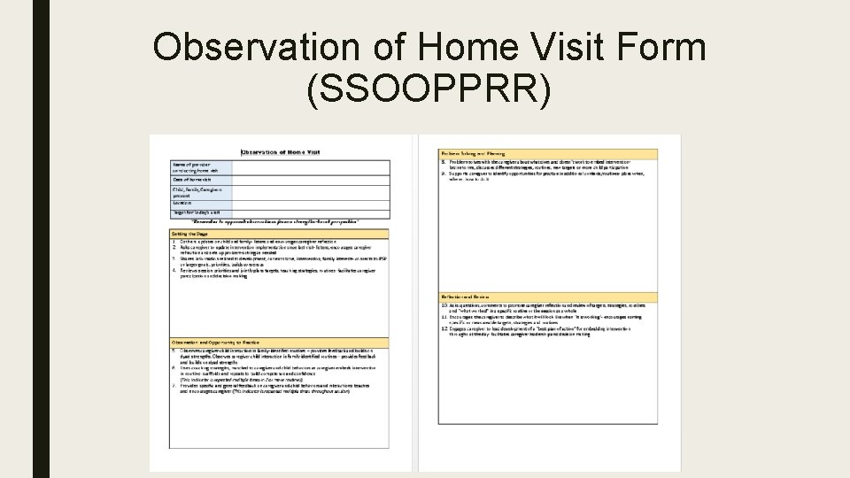 Observation of Home Visit Form (SSOOPPRR) 