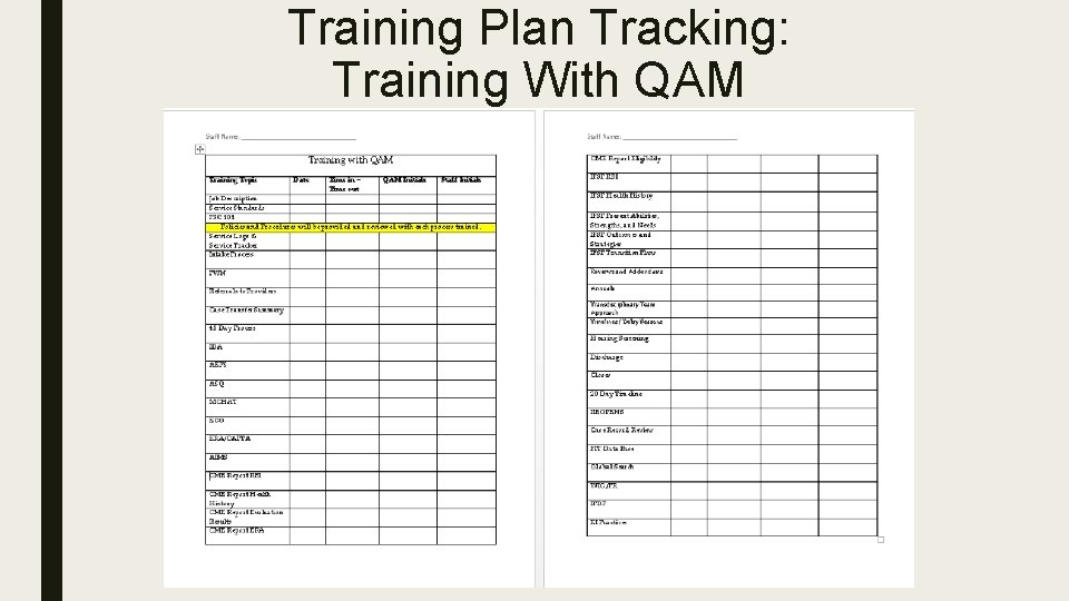 Training Plan Tracking: Training With QAM 