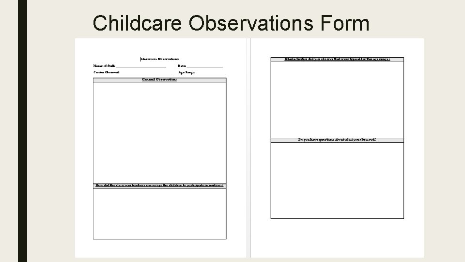 Childcare Observations Form 