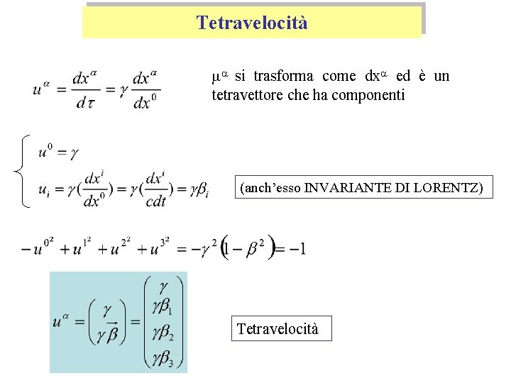 Tetravelocità ma si trasforma come dxa ed è un tetravettore che ha componenti (anch’esso