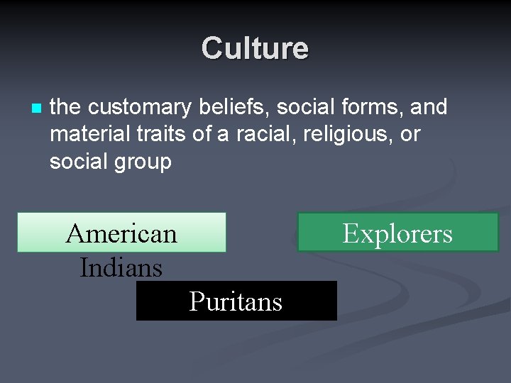 Culture n the customary beliefs, social forms, and material traits of a racial, religious,