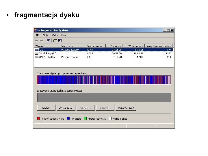  • fragmentacja dysku 