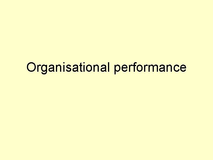 Organisational performance 