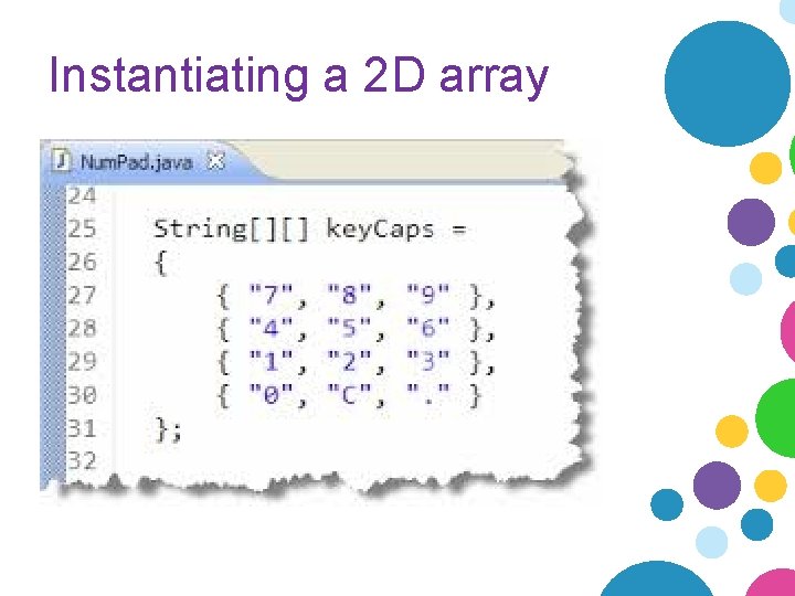 Instantiating a 2 D array 