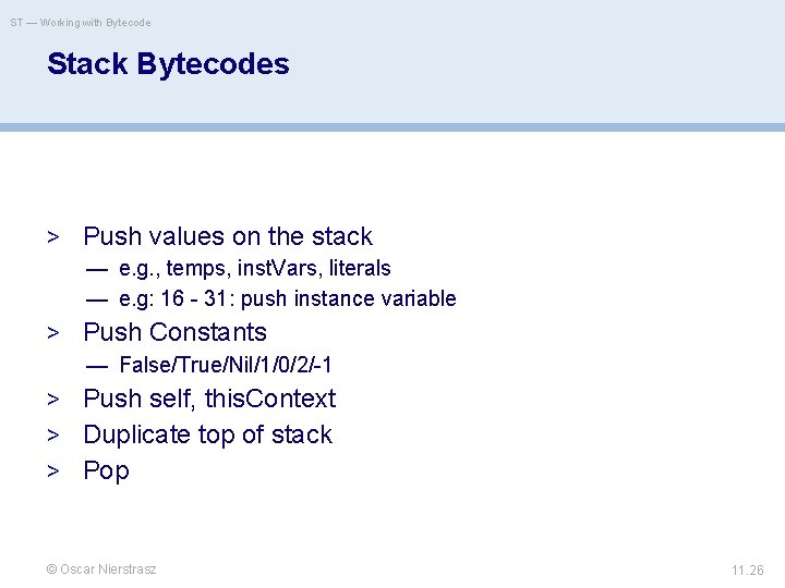 ST — Working with Bytecode Stack Bytecodes > Push values on the stack —