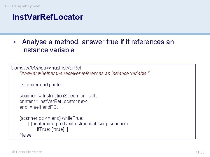 ST — Working with Bytecode Inst. Var. Ref. Locator > Analyse a method, answer