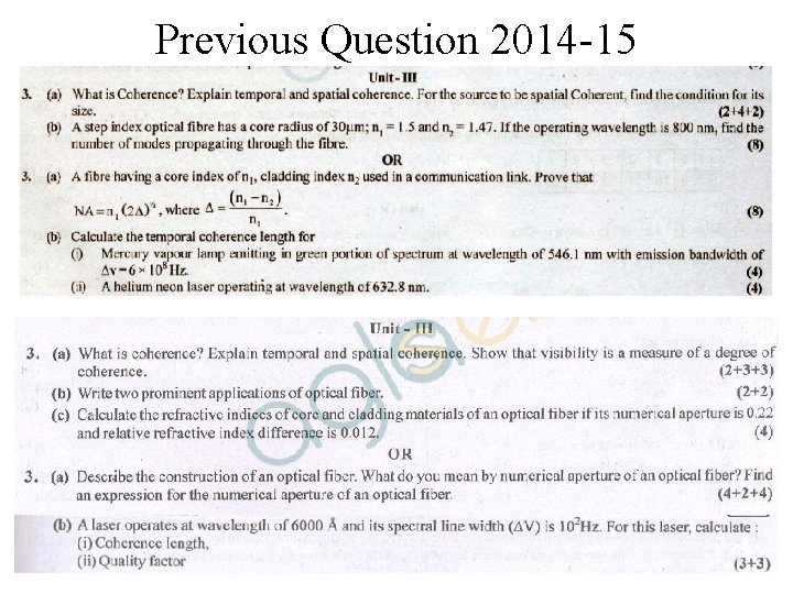 Previous Question 2014 -15 