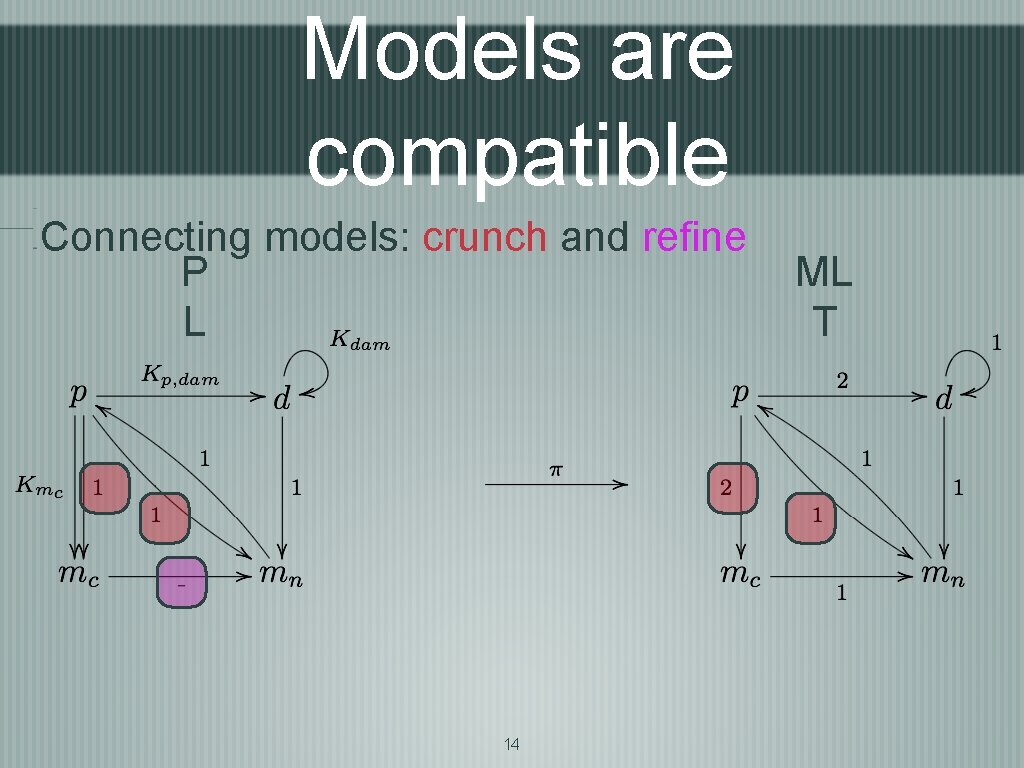 Models are compatible Connecting models: crunch and refine P L 14 ML T 
